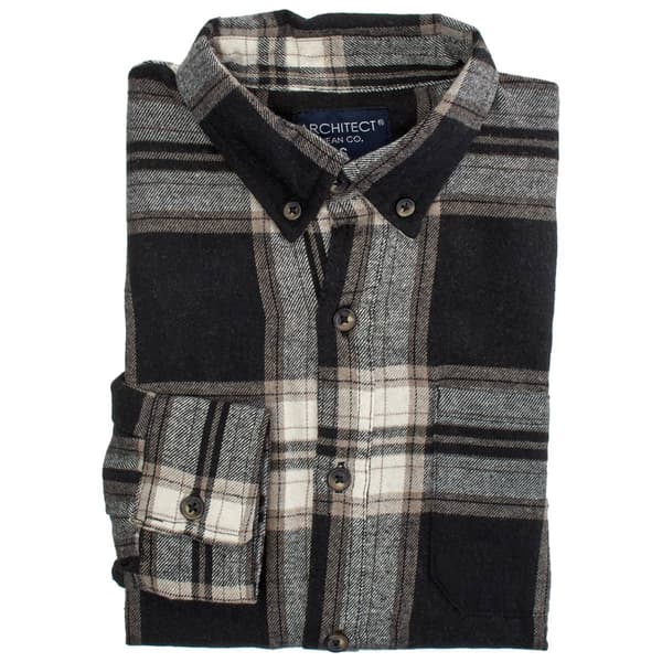 Young Mens Architect(R) Jean Co. Flannel Button Down - Black/Sand - image 