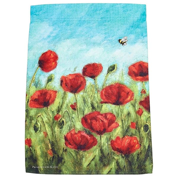 Primitives By Kathy Field of Poppies Double Sided Garden Flag - image 