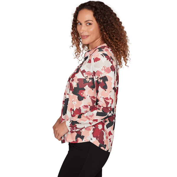 Womens Emaline Dusted Petals Overlapped V Neck Blouse
