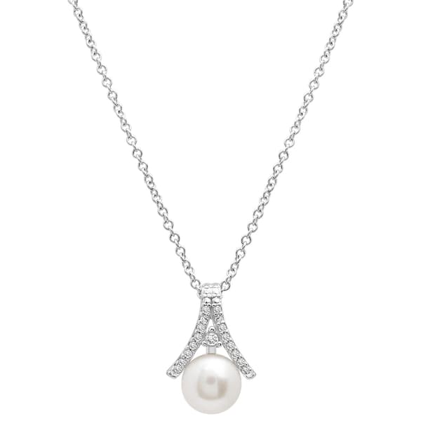 Gemstone Classics(tm) Sterling Silver Diamond Pearl Pendant - image 