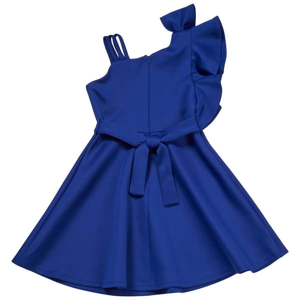 Girls (7-16) Bonnie Jean One Shoulder Scuba Skater Dress - Royal