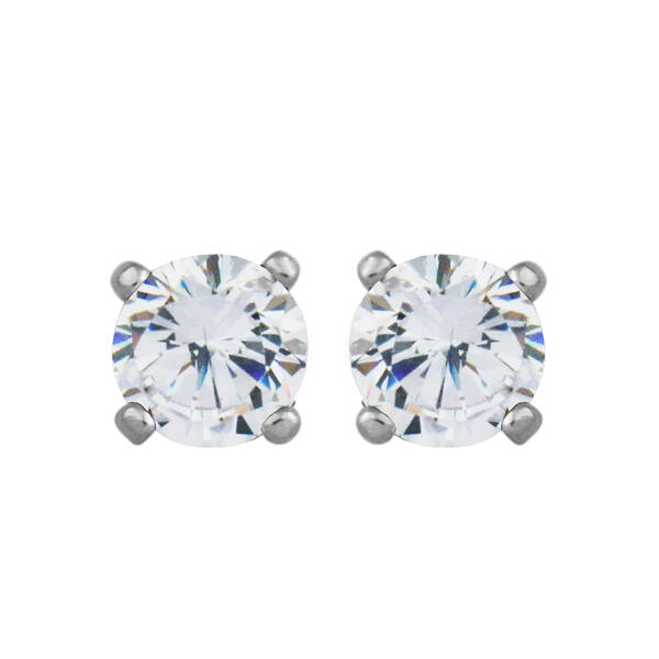 Sterling Silver Cubic Zirconia Stud Earrings - image 