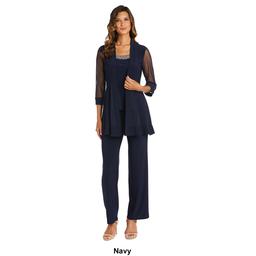 Womens R&M Richards 3pc. Bead Neck Sheer Sleeve Pants Set