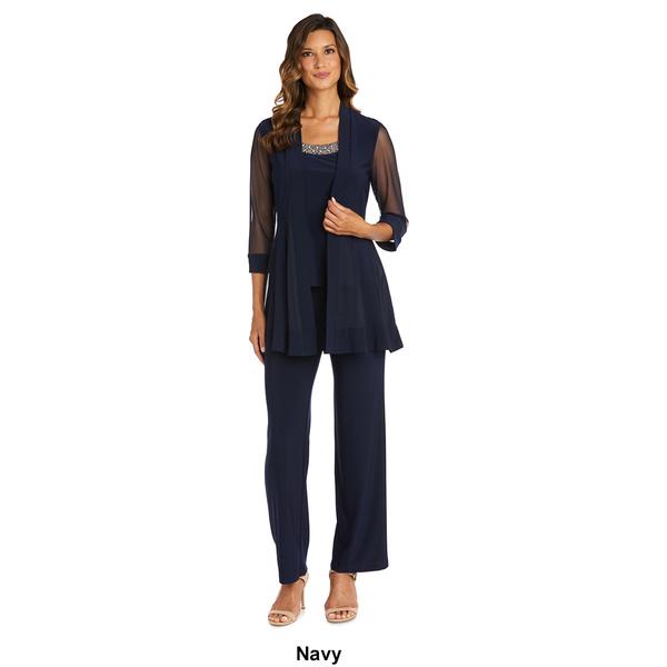 Womens R&M Richards 3pc. Bead Neck Sheer Sleeve Pants Set