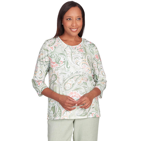 Womens Alfred Dunner English Garden Paisley Knit Top - image 