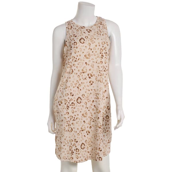 Womens Nicole Miller Leopard Ikat Peached High Neck Nightgown