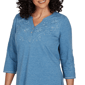 Womens Alfred Dunner Provence Floral Soutache Henley Blouse - image 5