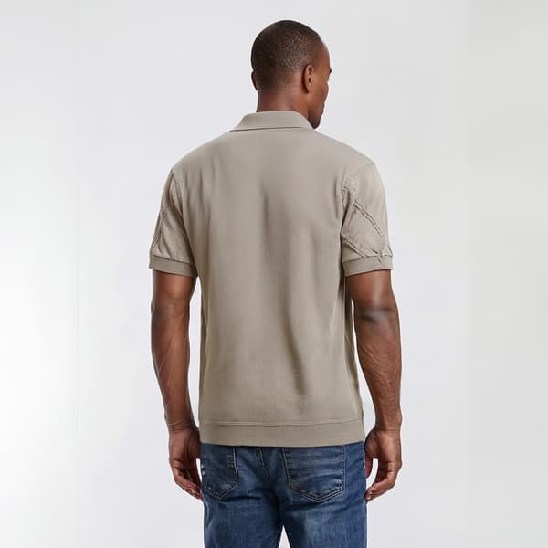 Mens Thomas Sterling Raised Texture Johnny Collar Polo Shirt