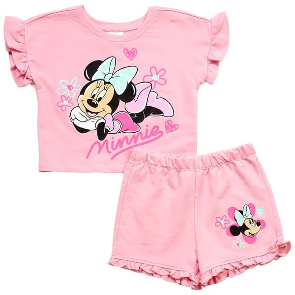 Toddler Girl Disney Minnie Hearts Short  Set