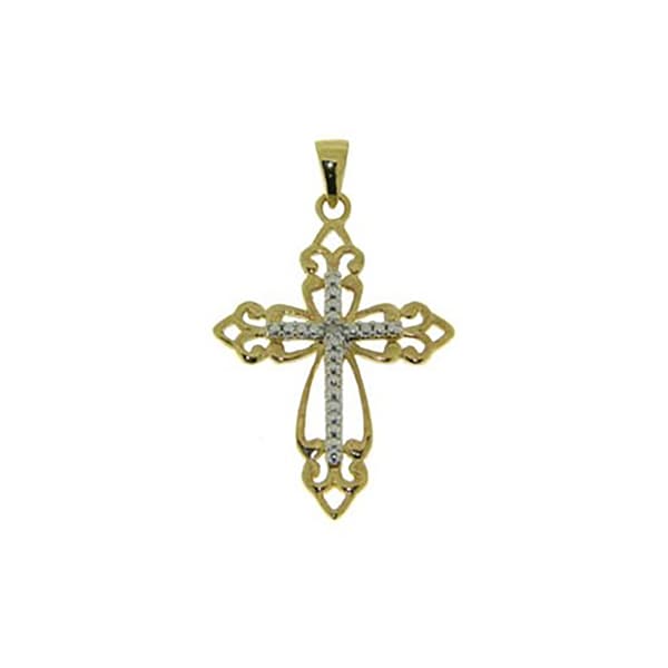 Accents by Gianni Argento Diamond Accent Plateded Cross Pendant - image 