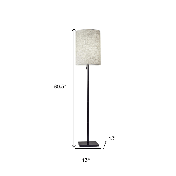HomeRoots 61in. Bronze Floor Lamp With Fabric Shade
