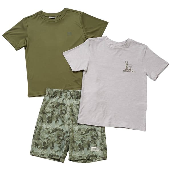 Boys (8-12) Avalanche(R) 3pc. Camo Shorts Set - Light Grey/Olive