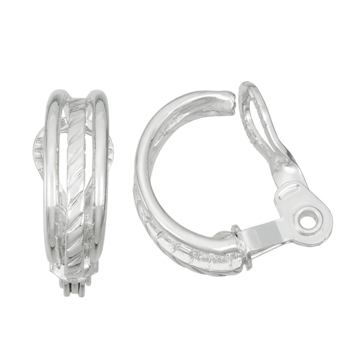 Napier Clip Capsule Silver-Tone Sparkling C Hoop Clip...
