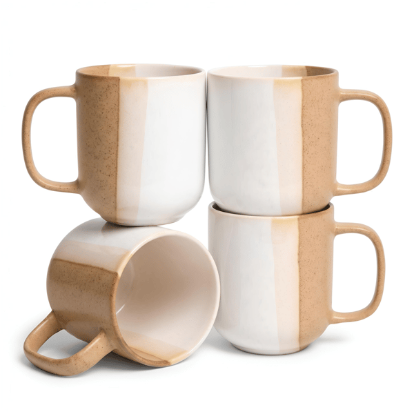 Sango Phoebe Caramel/White Ceramic Coffee Mugs