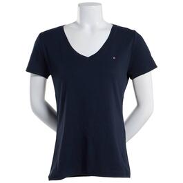 Womens Tommy Hilfiger Sport Short Sleeve Solid V-Neck Tee
