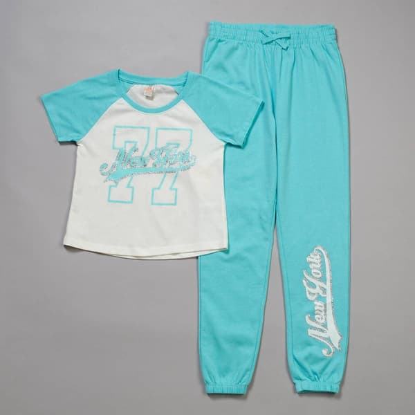 Girls (7-16) Sweet Butterfly(R) New York Raglan Tee w/ Joggers Set - image 