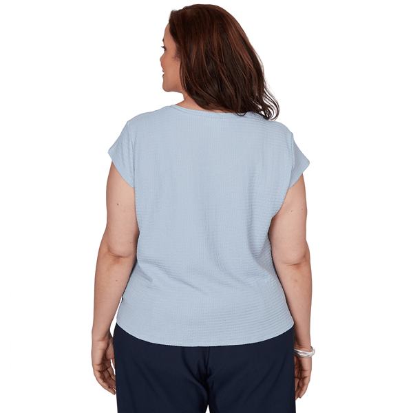 Plus Size Emaline Sapphire Serenade II Cap Sleeve Textured Blouse