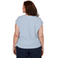 Plus Size Emaline Sapphire Serenade II Cap Sleeve Textured Blouse - image 2