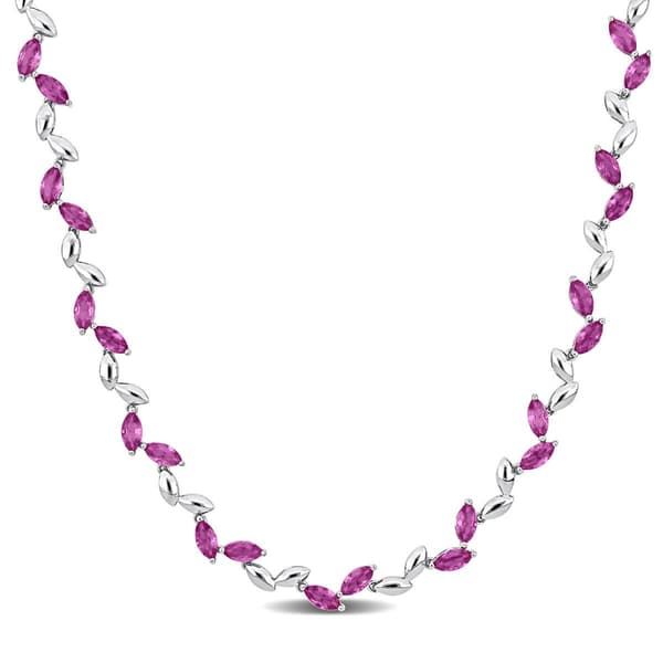 Sophia B Silver 20ctw. Created Pink Sapphire Collar Necklace