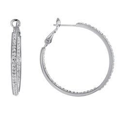 Athra 35mm Clear Crystal Clutchless Hoop Earrings