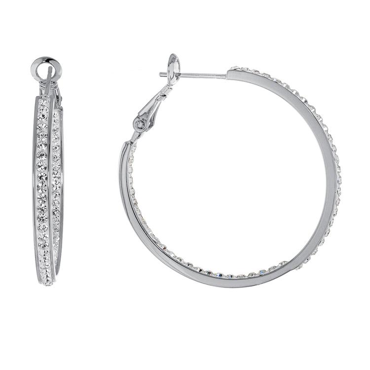Athra 35mm Clear Crystal Clutchless Hoop Earrings
