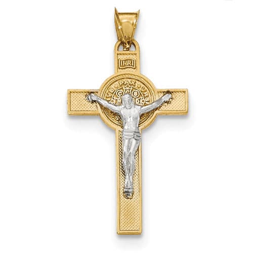 Unisex Gold Classics(tm) 14kt. St. Benedict Crucifix Pendant - image 