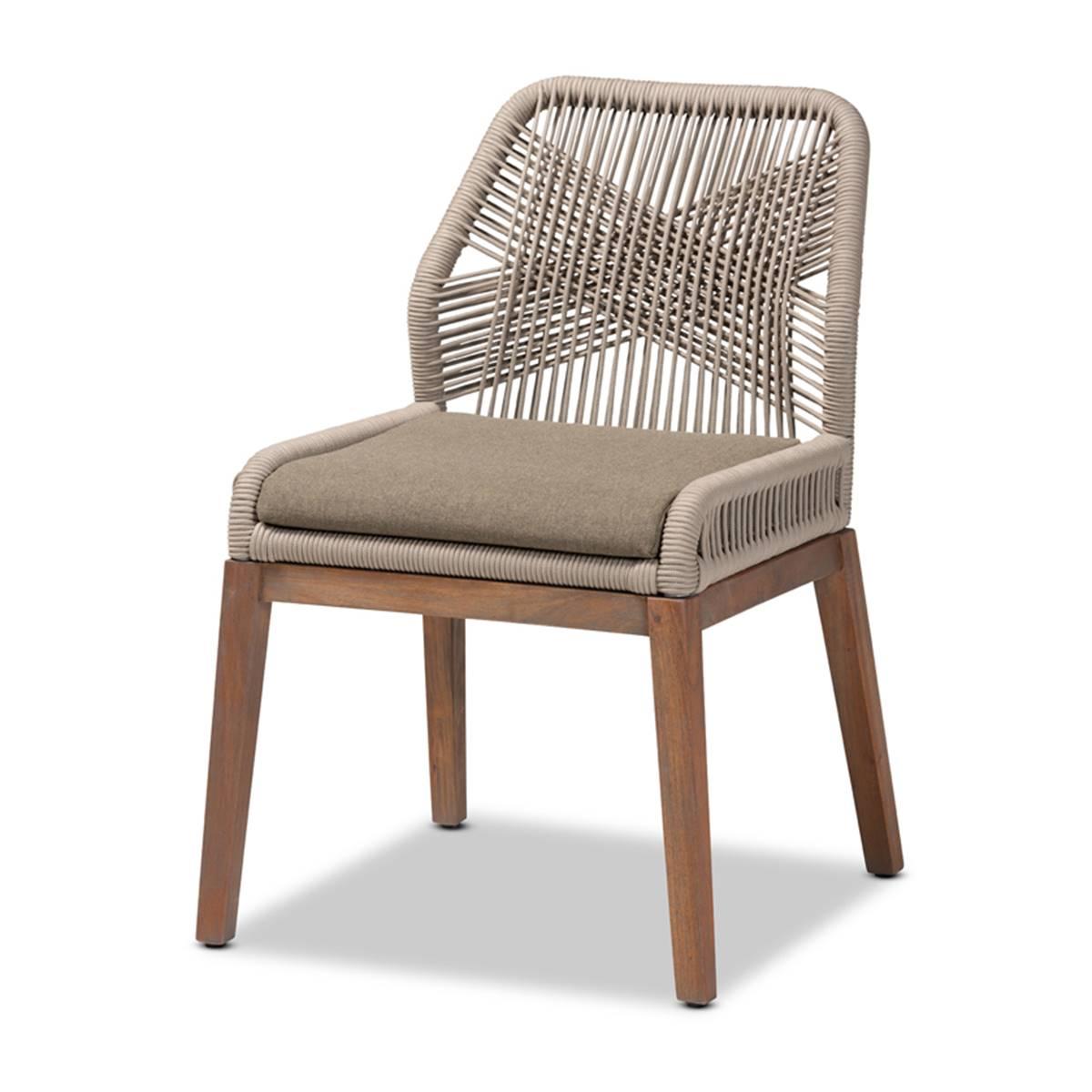 Baxton Studio Jennifer Woven Rope Mahogany Dining Side Chair