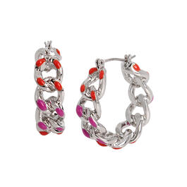 Steve Madden Curb Chain Click-Top Hoop Earrings