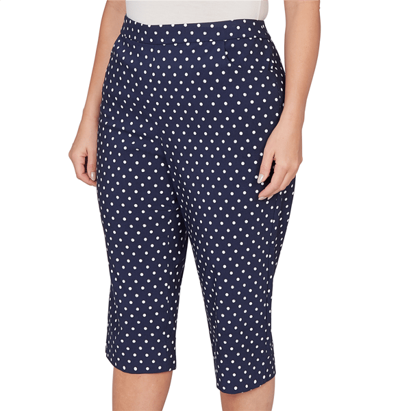 Plus Size Alfred Dunner Port Side Pull On Dot Capris