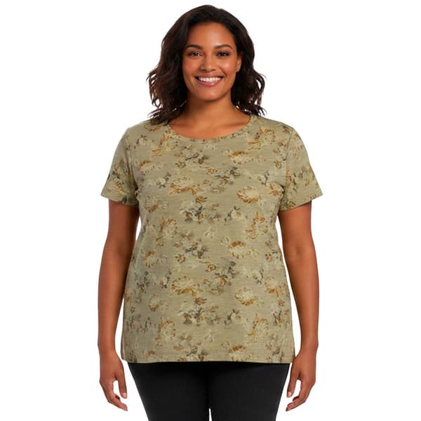 Plus Size Architect(R) Short Sleeve Floral Slub Tee