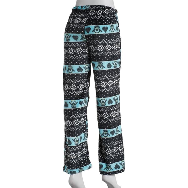 Womens Pink Laundry Penguin Fair Isle Plush Pajama Pants