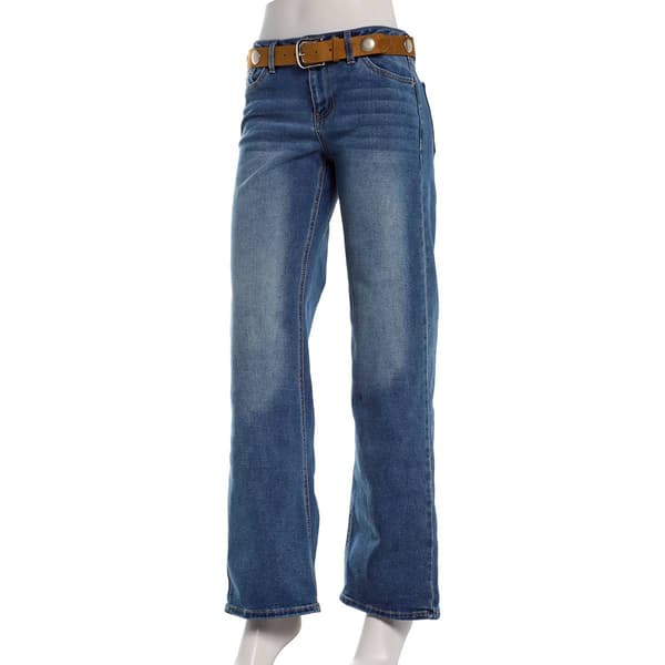 Juniors YMI(R) Britney Low Rise Wide Leg Jeans with Leather Belt