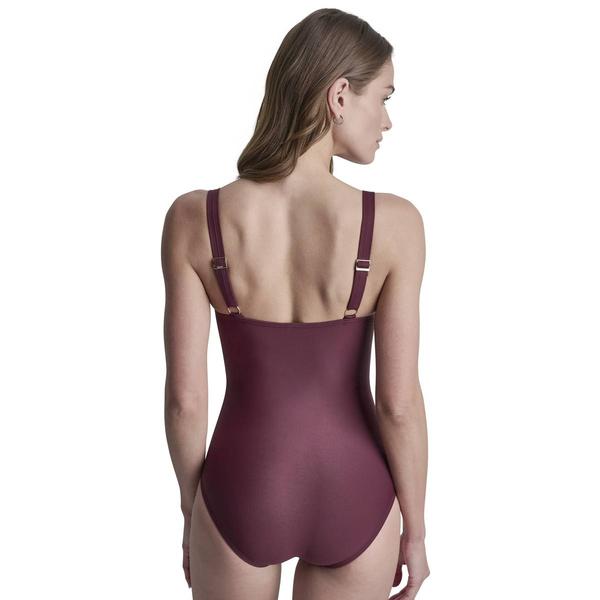 Womens DKNY Textured Front Solid One Piece Swimsuit