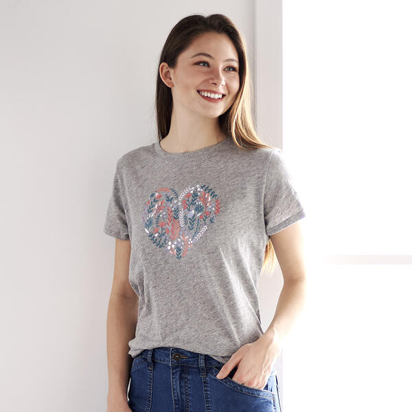 Womens Architect&#40;R&#41; Short Sleeve Floral Heart Graphic Tee - image 