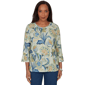Petite Alfred Dunner Indigo Girls Bold Meadow Floral Blouse - image 1