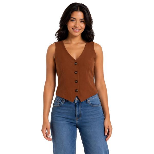 Juniors A. Byer Button Down V-Neck Vest - image 