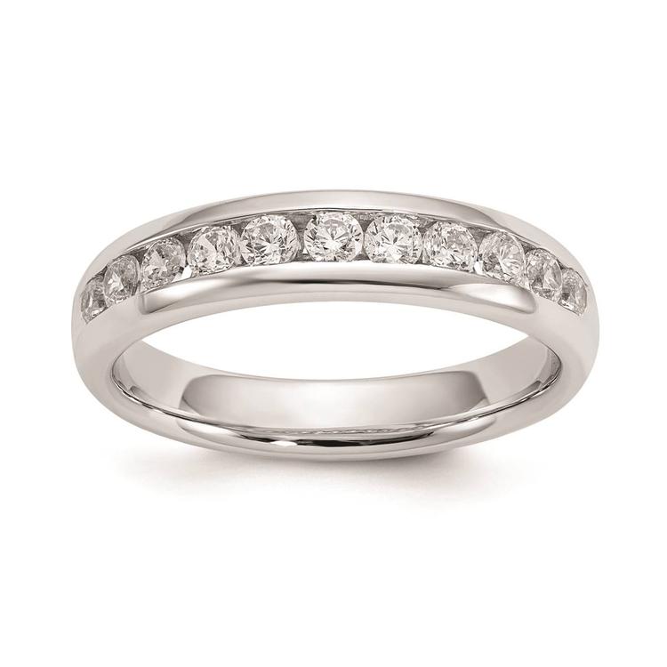 Pure Fire 14kt. White Gold Lab Grown 11-Stone Channel Band