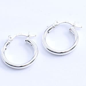 Kids Sterling Silver 15mm Snap Closure Hoop Earrings - image 