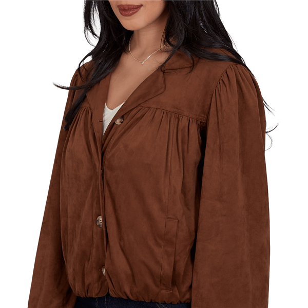 Womens Ruby Rd. English Countryside Faux Suede Bomber Jacket