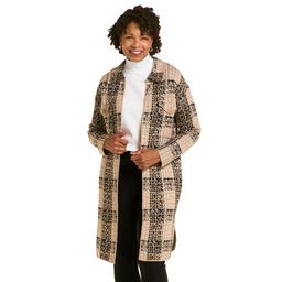 Womens By Design Long Sleeve Chest Pocket Plaid Cardigan