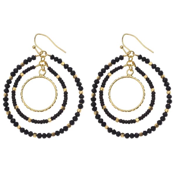 Ashley Cooper(tm) Black & Gold-Tone Multi Drop Hoop Earrings - image 