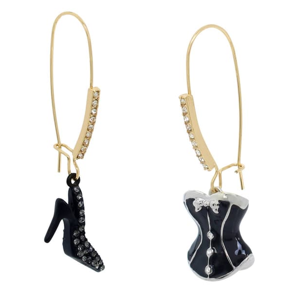 Betsey Johnson Midnight Magic Corset Mismatch Dangle Earrings