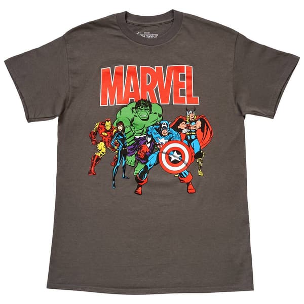 Young Mens Marvel Team Short Sleeve Graphic Tee - Charcoal