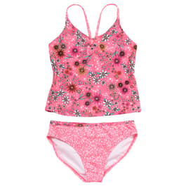 Girls &#40;7-16&#41; Shelloha 2pc. Daisy Fields Tankini & Bottom Swim Set