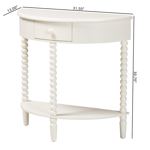 Baxton Studio Raynera Bobbin-Leg Demilune Console Table