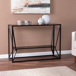 Southern Enterprises Argall Long Glass-Top Console Table