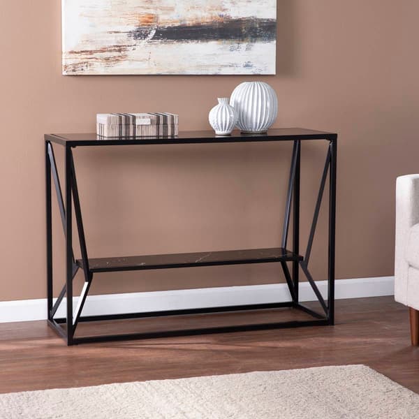 Southern Enterprises Argall Long Glass-Top Console Table