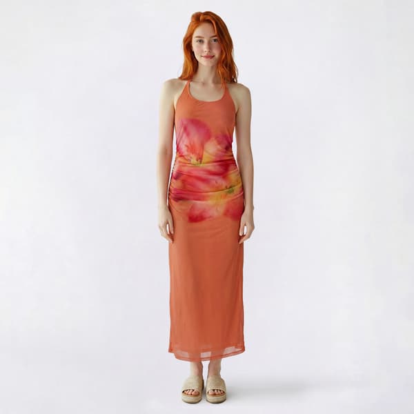 Juniors Madden Girl Placement Floral Mesh Halter Maxi Dress - image 