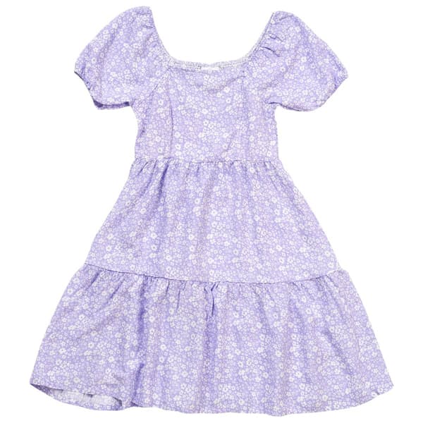 Girls (7-16) Jolie & Joy Floral Puff Short Sleeve Tiered Dress - image 