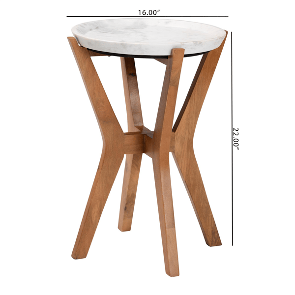 Baxton Studio Phaedra Modern Round Marble End Table